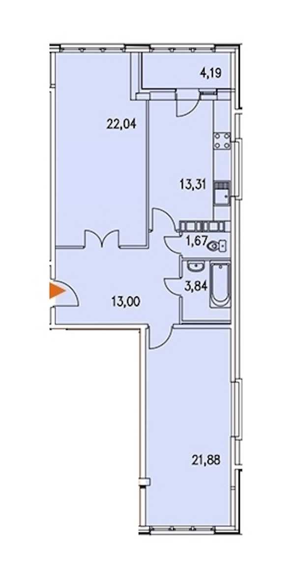 Двухкомнатная квартира в : площадь 77.81 м2 , этаж: 4 – купить в Санкт-Петербурге